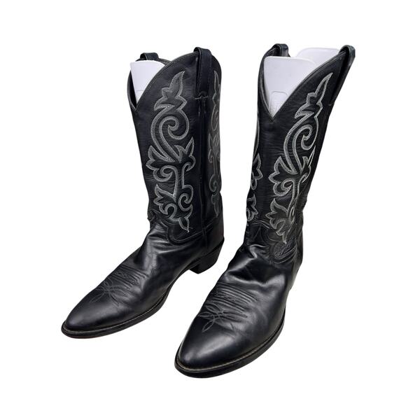 Justin Men’s Black Leather Narrow Western Cowboy Boot Size US 13 B - Picture 6 of 10